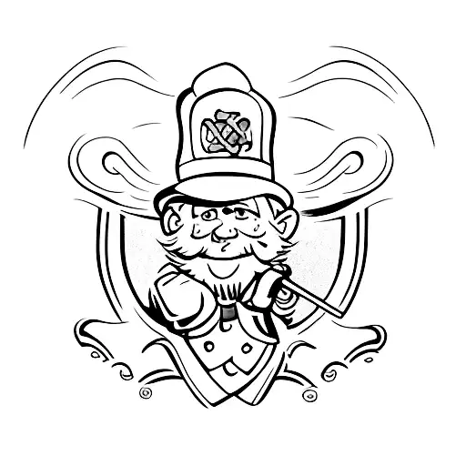 Fighting Irish leprechaun logo  wearing firefighter helmet tattoo design idea