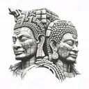 bayon temple face tattoo design idea