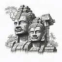 bayon temple face tattoo design idea