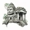 bayon temple face tattoo design idea