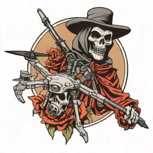 anonymous reaper with a drone tattoo design idea
