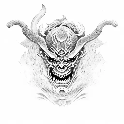 demon mask japan tattoo design idea