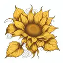 single sunflower tattoo design idea