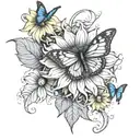 sunflower and butterfly tattoo design idea