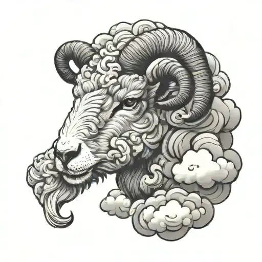 lamb cloud tattoo design idea