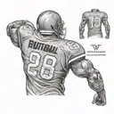 back of American football jersey  tattoo design idea