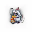 Ratatouille cooking up a pumpkin feast for Lightning McQueen and friends tattoo design idea