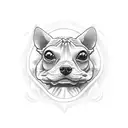 A sketch-style design of a cinema ticket with a dog, cat, and lizard peeking out tattoo design idea