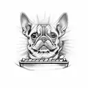 A sketch-style design of a cinema ticket with a dog, cat, and lizard peeking out tattoo design idea