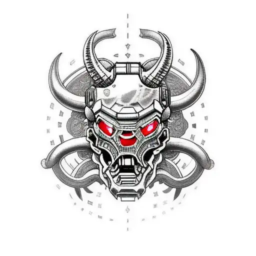 doom slayer hannya mask tattoo design idea