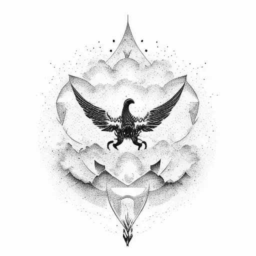 A minimalist design of Icarus falling from the sky tattoo design idea