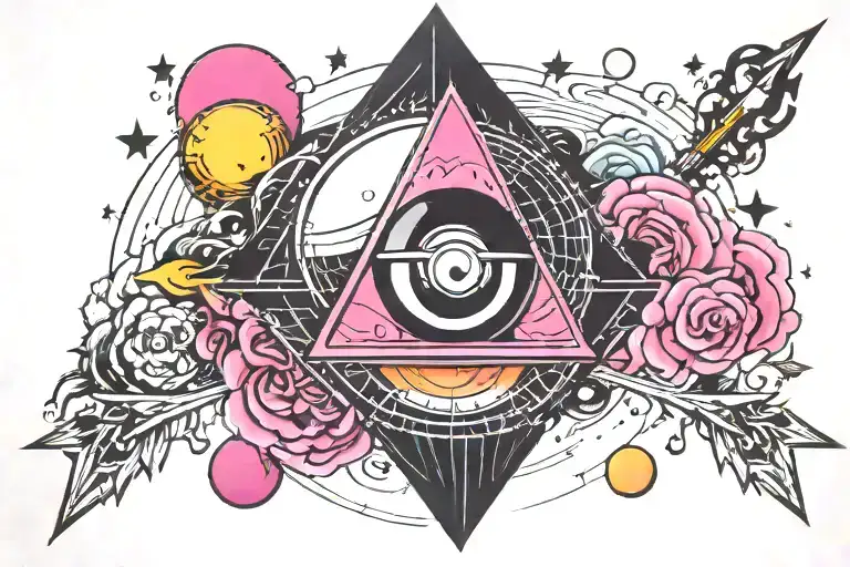 pink floyd dark side of moon prism as an 8 ball made tattoo design idea