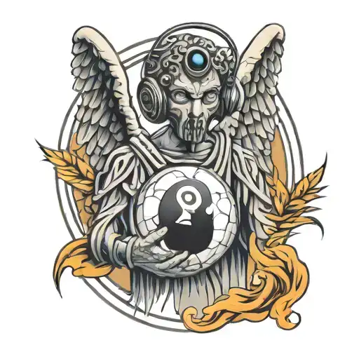 dr who weeping angel 8 ball tattoo design idea