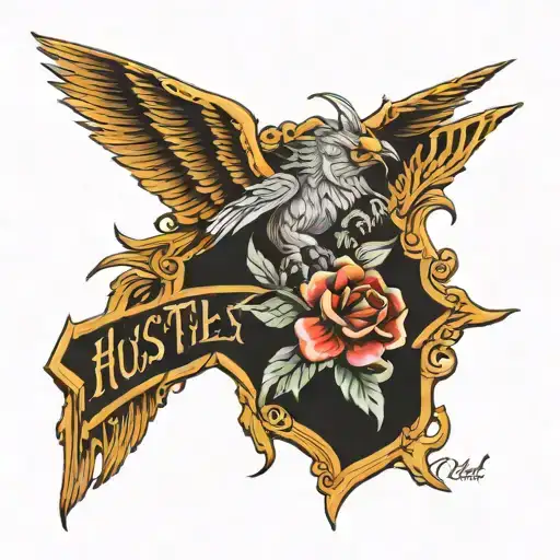 hustler text tattoo design idea