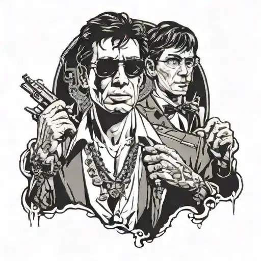 tony montana standing behind the world tattoo design idea