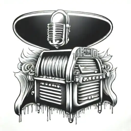 playing jukebox tattoo design idea