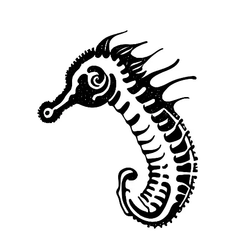 Seahorse. Silhouette illustration of sea life. Sketch for tattoo on  isolated white background. Vector flat logo icon Stock Vector | Adobe Stock