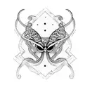 snakes as butterfly shape tattoo design idea