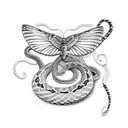 snakes as butterfly shape tattoo design idea