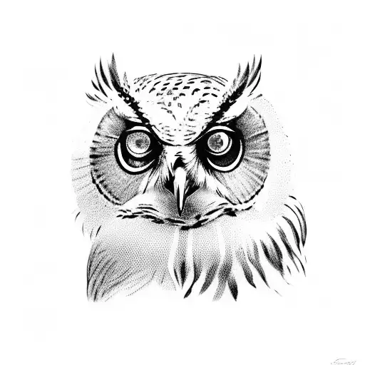 Owl with blue eyes tattoo design idea