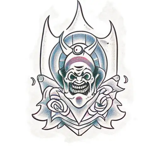 creepy jester tattoo design idea