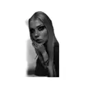 a woman with long blonde hair tattoo design idea