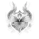 Combine the elements of a motorcycle and a phoenix in a dynamic design tattoo design idea
