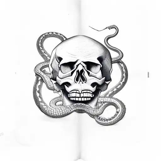 SIDONKU Skull Various Tattoo Doodle White Dagger Snake Ink Pizza