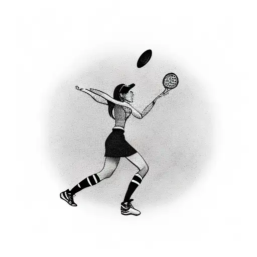 Female Player Is Playing Ultimate Frisbee. Black Silhouette Of