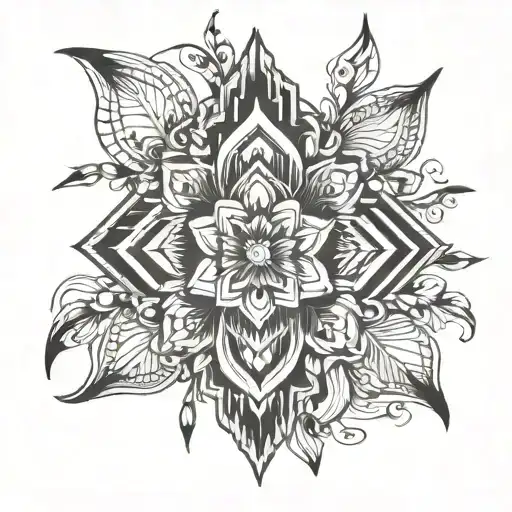 ornamental and flower  tattoo design idea