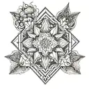 ornamental and flower  tattoo design idea