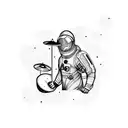 Drummer spaceman tattoo design idea