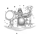 Drummer spaceman tattoo design idea