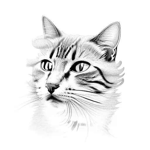 flowers covering cat face tattoo design idea