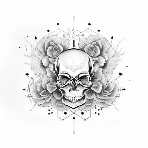 skull female face tattoo design idea