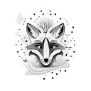 Fox under olive tree tattoo design idea