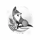 Fox under olive tree tattoo design idea