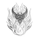 A fierce-looking chef's knife surrounded by flames tattoo design idea