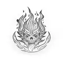 A fierce-looking chef's knife surrounded by flames tattoo design idea