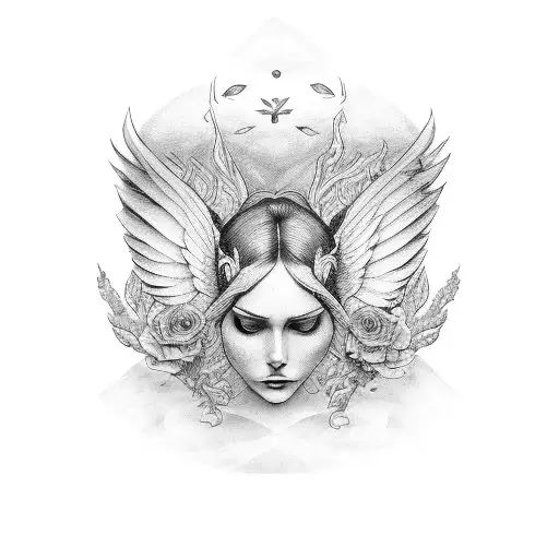 the letter G, wings, blonde mother, missing, sadness tattoo design idea