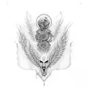  G, wings, blonde mother, missing, sadness tattoo design idea