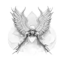  G, wings, blonde mother, missing, sadness tattoo design idea