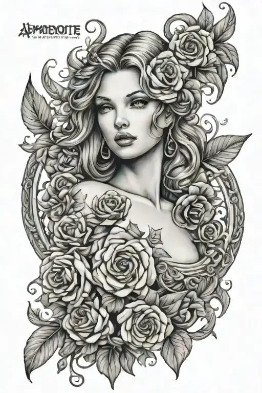 Aphrodite sexy full body realistic girl  tattoo design idea