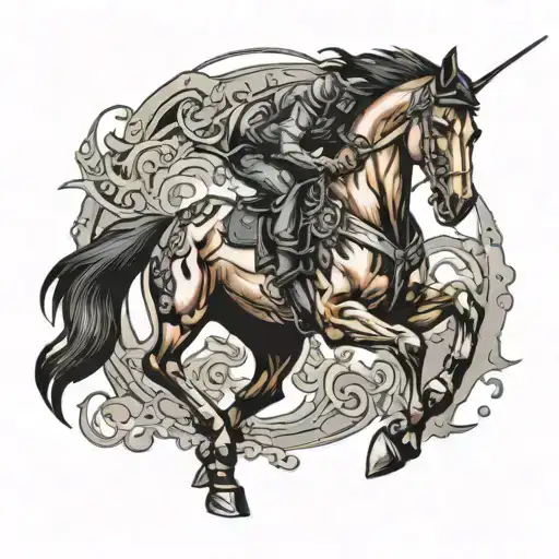 mechanic horse running tattoo design idea