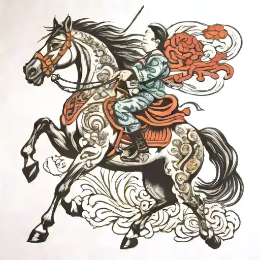 mechanic horse running tattoo design idea