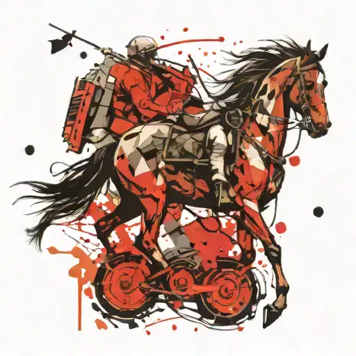 mechanic horse running tattoo design idea