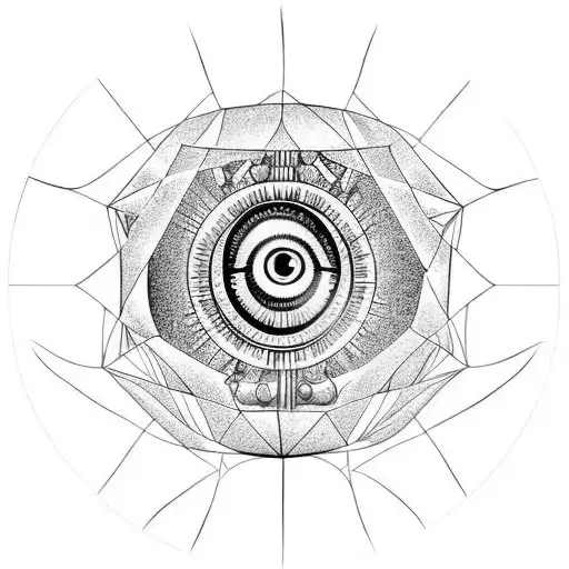 all seeing eye   in  crystal ball with skeleton gypsy tattoo design idea