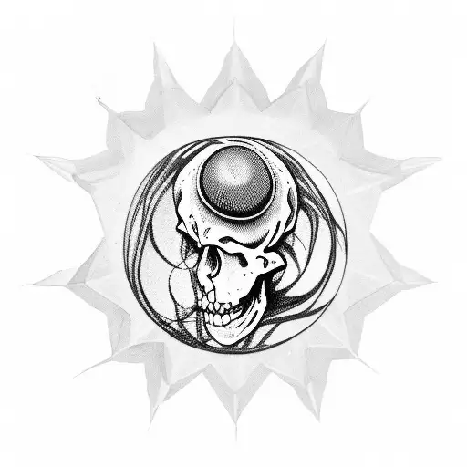 crystal ball with skeleton gypsy tattoo design idea