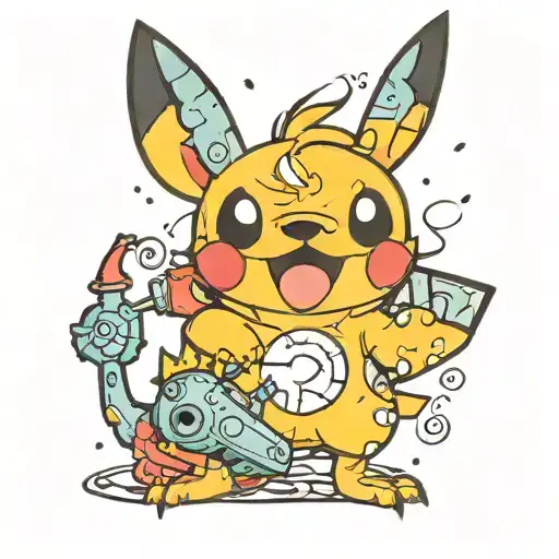 stich i pikatchu tattoo design idea