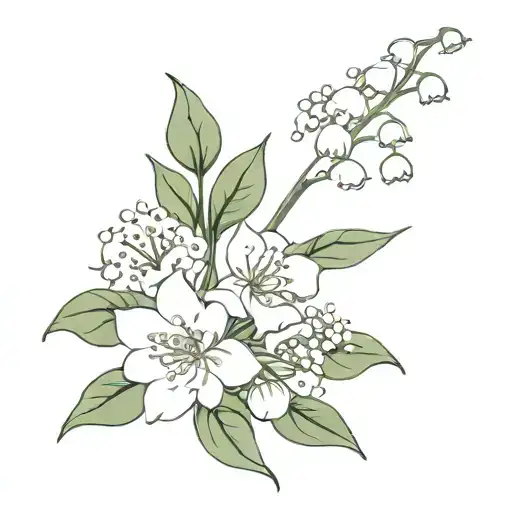 lily of the valley, roses, larkspur, holly berries tattoo design idea